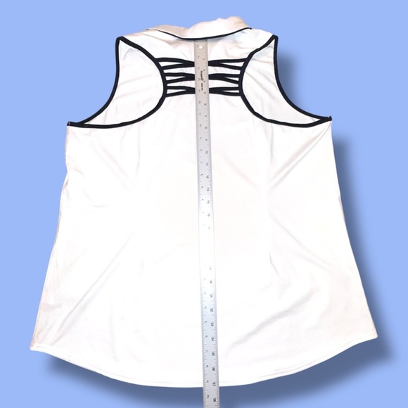 JOFIT Women’s Racerback Sleeveless Golf Polo - White/ Navy XXL - Picture 11 of 12